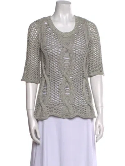Pre-owned Calypso St Barth Patterned Scoop Neck Top In Gray