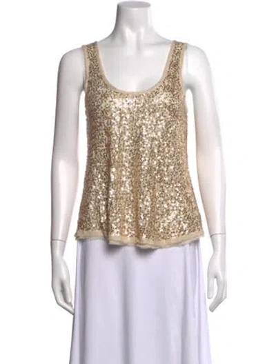 Pre-owned Calypso St Barth Patterned Scoop Neck Top In Neutrals
