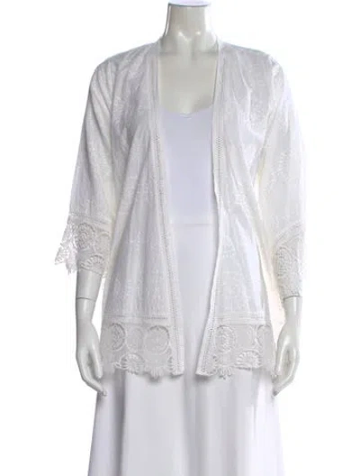 Pre-owned Calypso St Barth Patterned V-neck Top In White