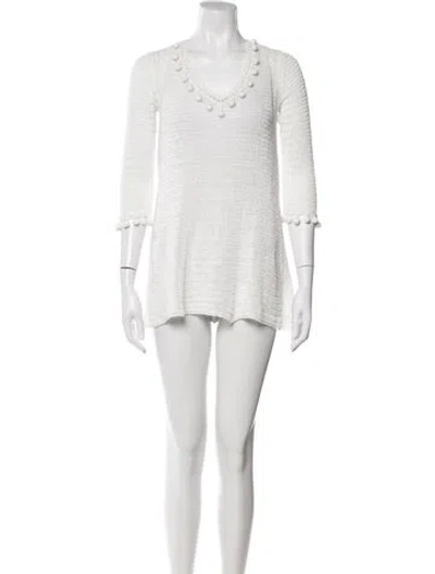 Pre-owned Calypso St Barth Pom-pom Embellishments Top In White