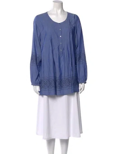Pre-owned Calypso St Barth Printed Crew Neck Blouse In Blue