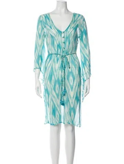 Pre-owned Calypso St Barth Printed Knee-length Dress In Blue