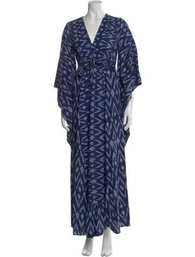 Pre-owned Calypso St Barth Printed Long Dress In Blue