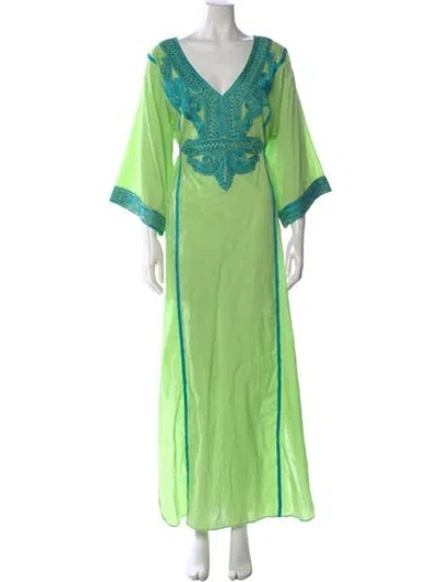 Pre-owned Calypso St Barth Printed Long Dress In Green
