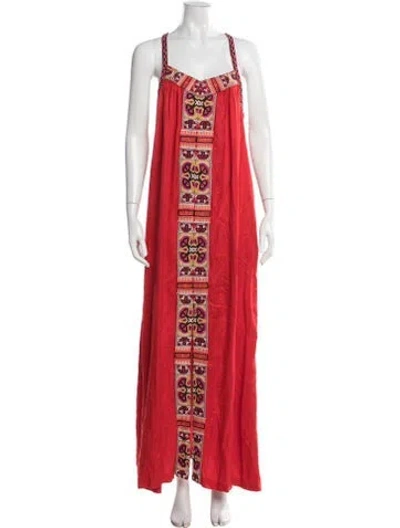 Pre-owned Calypso St Barth Printed Long Dress In Red