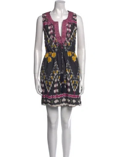 Pre-owned Calypso St Barth Printed Mini Dress In Blue