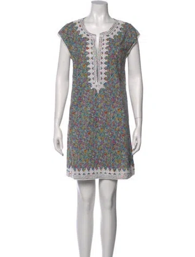 Pre-owned Calypso St Barth Printed Mini Dress In Blue