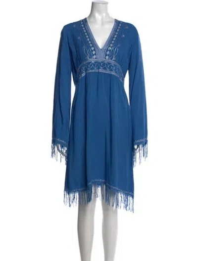Pre-owned Calypso St Barth Printed Mini Dress In Blue