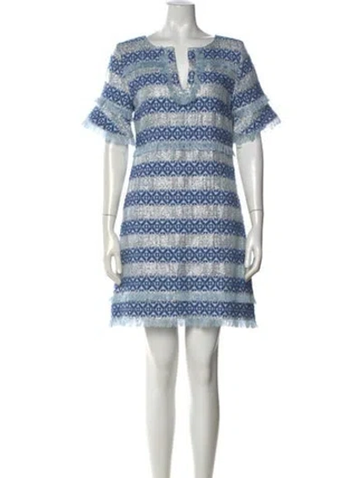 Pre-owned Calypso St Barth Printed Mini Dress In Blue