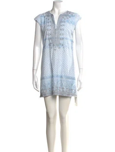 Pre-owned Calypso St Barth Printed Mini Dress In Blue