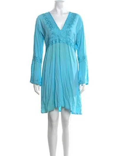 Pre-owned Calypso St Barth Printed Mini Dress In Blue