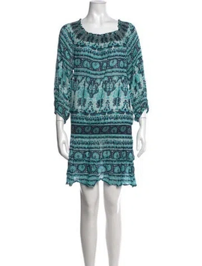 Pre-owned Calypso St Barth Printed Mini Dress In Blue