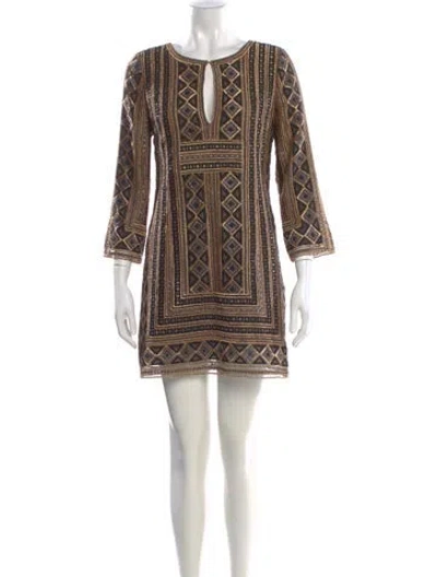 Pre-owned Calypso St Barth Printed Mini Dress In Brown