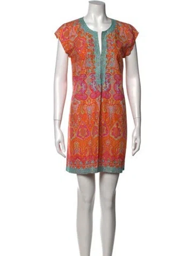 Pre-owned Calypso St Barth Printed Mini Dress In Orange