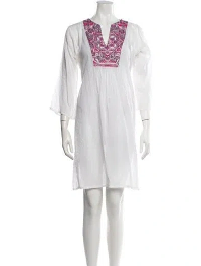 Pre-owned Calypso St Barth Printed Mini Dress In White