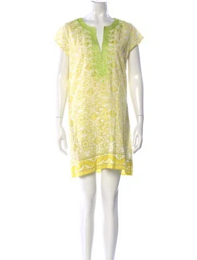 Pre-owned Calypso St Barth Printed Mini Dress In Yellow
