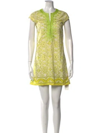 Pre-owned Calypso St Barth Printed Mini Dress In Yellow