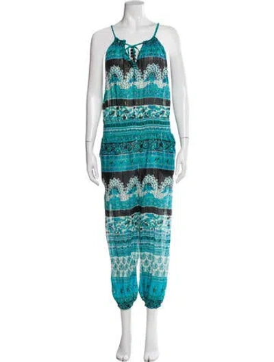 Pre-owned Calypso St Barth Printed Scoop Neck Jumpsuit In Blue