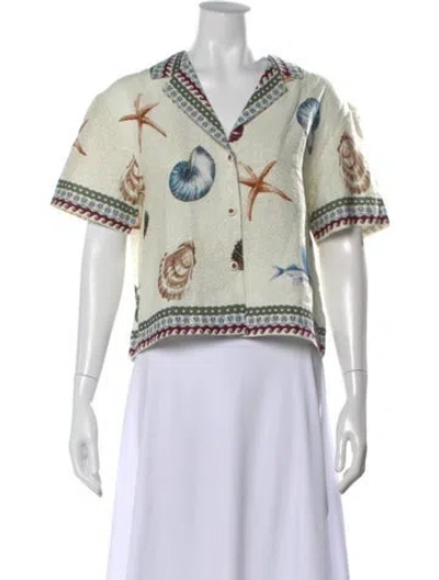 Pre-owned Calypso St Barth Printed Short Sleeve Top W/ Tags In Multi