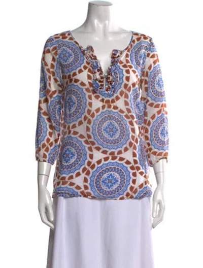 Pre-owned Calypso St Barth Printed V-neck Blouse In Multi