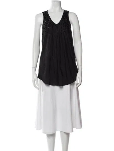 Pre-owned Calypso St Barth Printed V-neck Top In Black