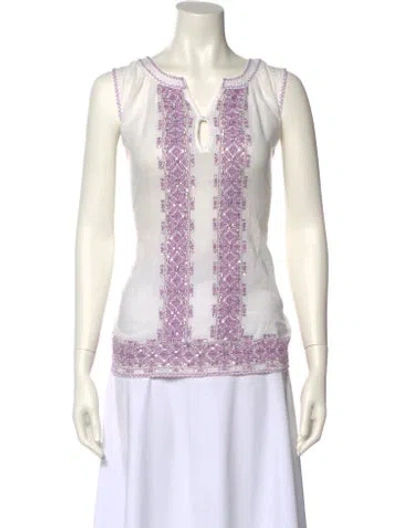Pre-owned Calypso St Barth Printed V-neck Top In Multi