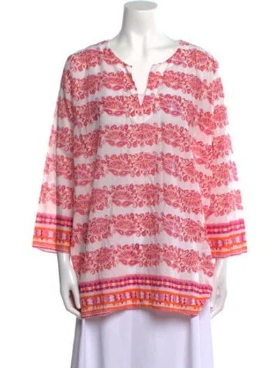 Pre-owned Calypso St Barth Printed V-neck Tunic In Pink