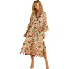 Calypso St Barth Calypso St. Barth Sarina Kaftan In Florimide Cream