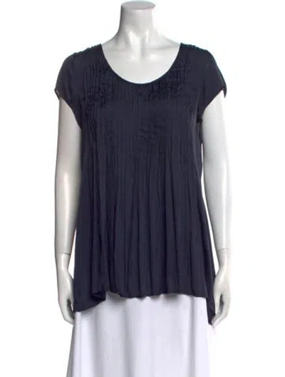 Pre-owned Calypso St Barth Scoop Neck Short Sleeve Blouse In Blue
