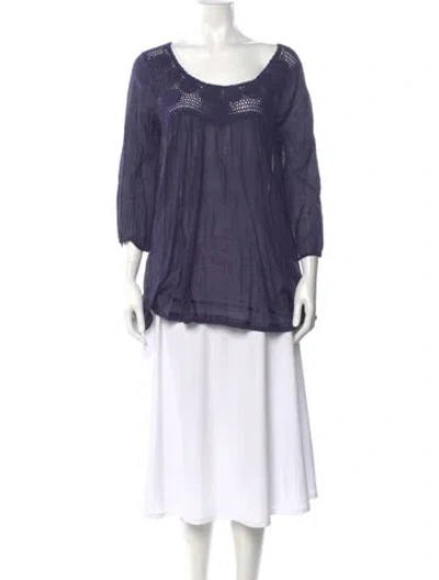 Pre-owned Calypso St Barth Scoop Neck Three-quarter Sleeve Blouse In Purple