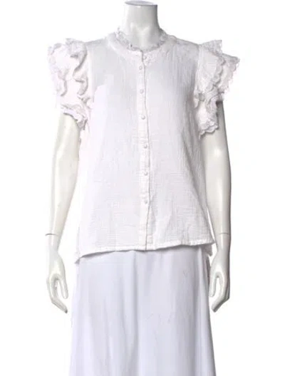Pre-owned Calypso St Barth Short Sleeve Blouse In White