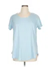 Calypso St Barth Short Sleeve Top Blue Solid Pattern Scoop Neck Tops In Blue