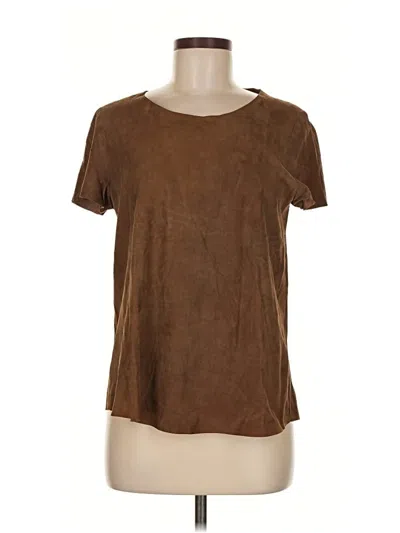Pre-owned Calypso St Barth Short Sleeve Top Brown Crew Neck Tops
