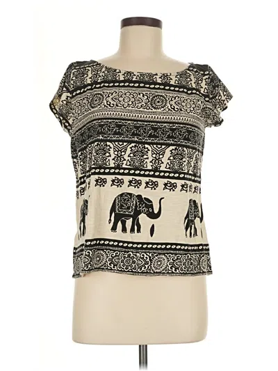 Pre-owned Calypso St Barth Short Sleeve Top Ivory Square Neckline Tops