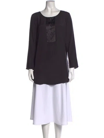 Pre-owned Calypso St Barth Silk Crew Neck Blouse In Black