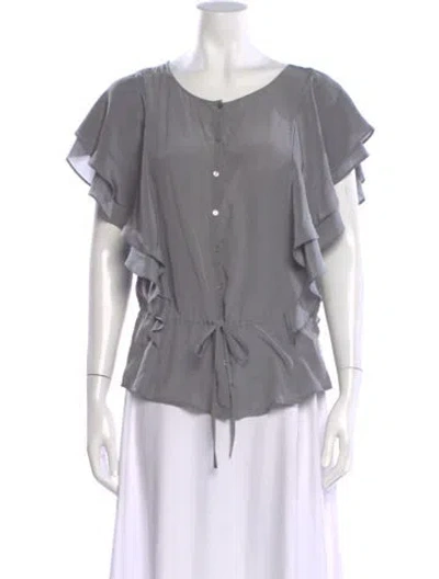Pre-owned Calypso St Barth Silk Crew Neck Blouse In Gray