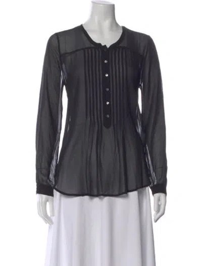 Pre-owned Calypso St Barth Silk Crew Neck Blouse In Gray