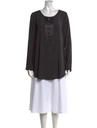 Pre-owned Calypso St Barth Silk Crew Neck Blouse In Gray