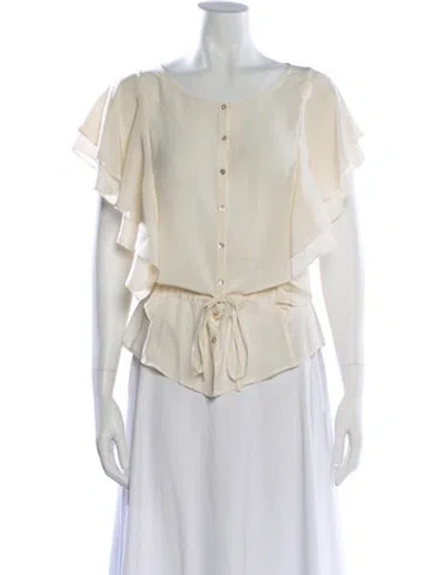 Pre-owned Calypso St Barth Silk Crew Neck Blouse In Neutral