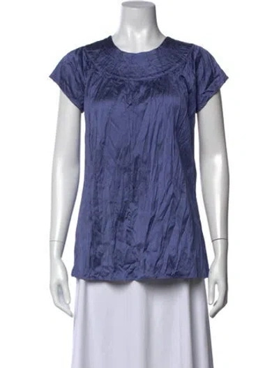 Pre-owned Calypso St Barth Silk Crew Neck Top In Blue