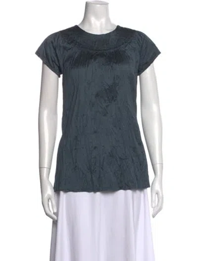 Pre-owned Calypso St Barth Silk Crew Neck Top In Blue
