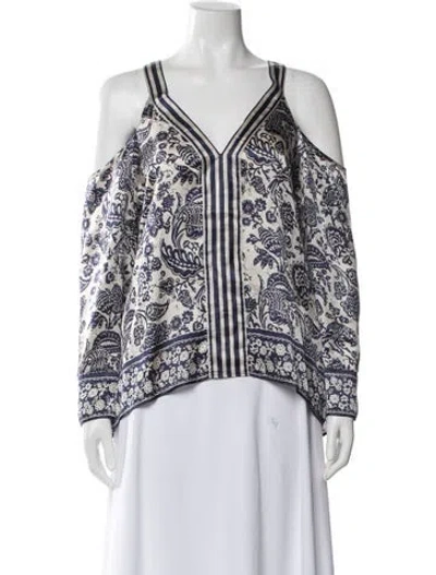 Pre-owned Calypso St Barth Silk Floral Print Blouse In Blue