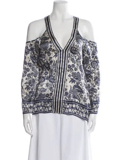 Pre-owned Calypso St Barth Silk Floral Print Blouse In Multi