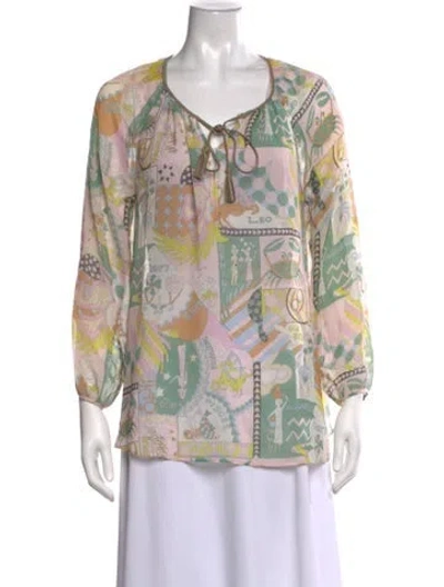 Pre-owned Calypso St Barth Silk Graphic Print Blouse In Multicolor
