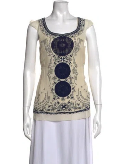 Pre-owned Calypso St Barth Silk Graphic Print Top In Multicolor