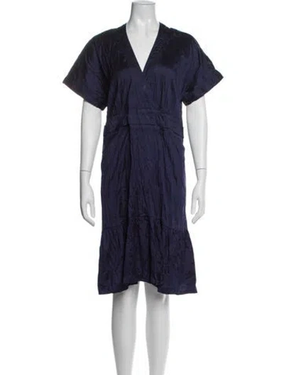 Pre-owned Calypso St Barth Silk Knee-length Dress In Blue