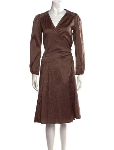 Pre-owned Calypso St Barth Silk Knee-length Dress In Brown