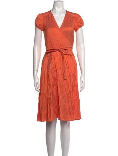 Pre-owned Calypso St Barth Silk Knee-length Dress In Orange