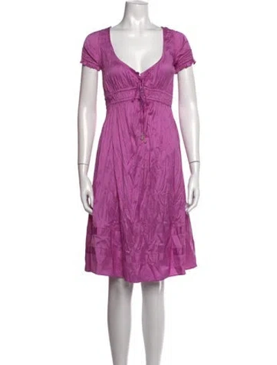 Pre-owned Calypso St Barth Silk Knee-length Dress In Purple