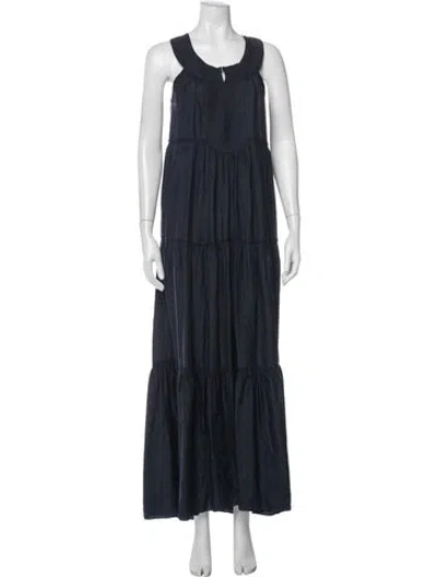 Pre-owned Calypso St Barth Silk Long Dress In Blue